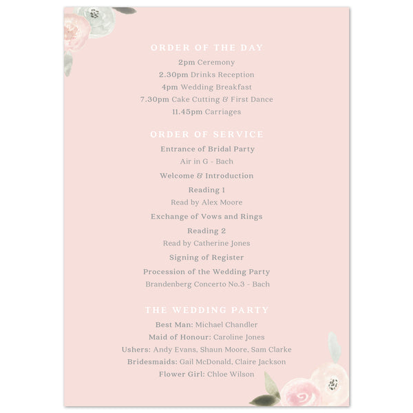 Ella Wedding Order Of The Day Program Cards - Project Pretty