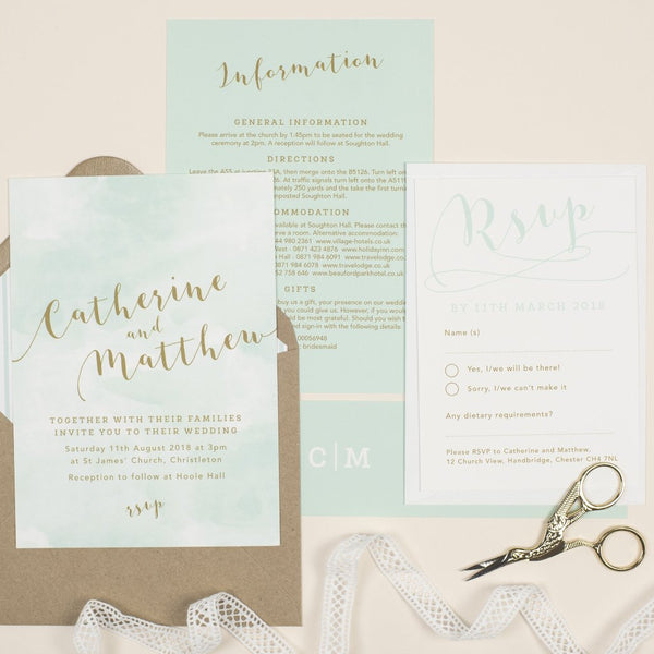 Mint Romance RSVP card - Project Pretty