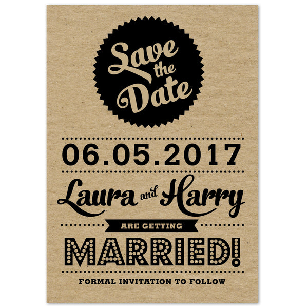 Retro Vintage Kraft Save The Date - Project Pretty