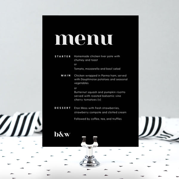 Billie Menu Cards