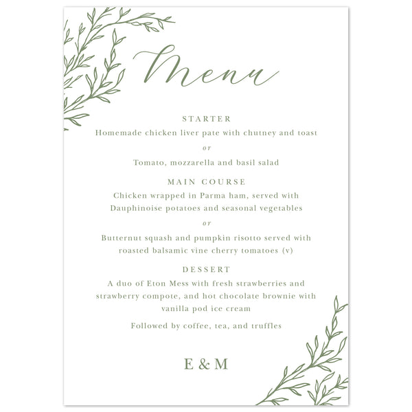 Florence Menu Cards