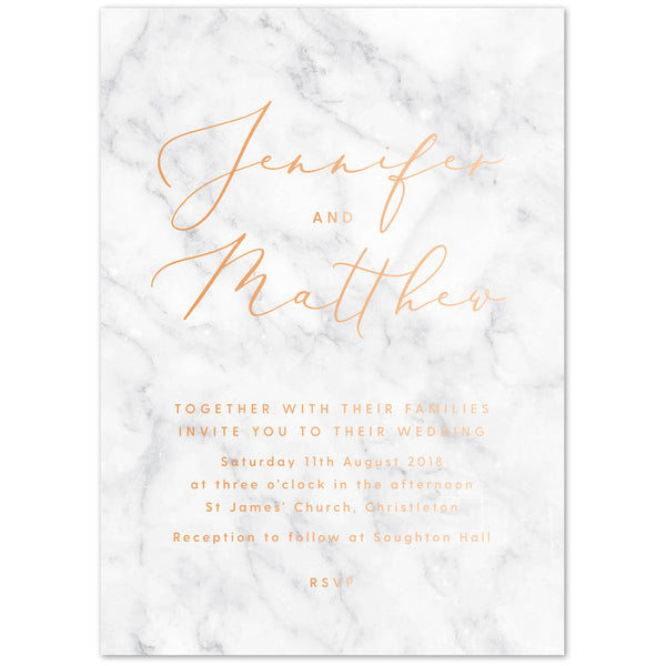 Marble copper foil printed Wedding Invitations - Project Pretty