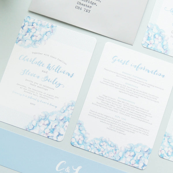 Hydrangea Blue RSVP card - Project Pretty