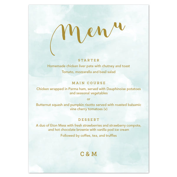 Mint Romance Menu Cards - Project Pretty